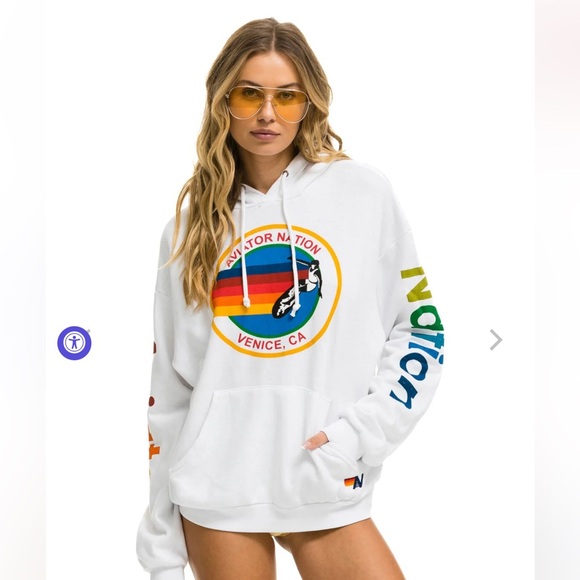 Aviator Nation Sweaters - AVIATOR NATION RELAXED PULLOVER HOODIE - WHITE
Size S